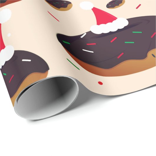 Happy Donut Weihnachtsmannmützen Pattern Chocolate Geschenkpapier (Rolleneckpunkt)