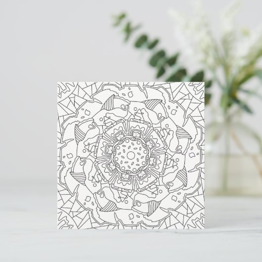 Happy Doodles: Joyful Coloring Page Flat Card (Stehend Vorderseite)