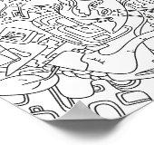 Happy Doodles: Rund um die Welt-Farbseite Poster (Ecke)