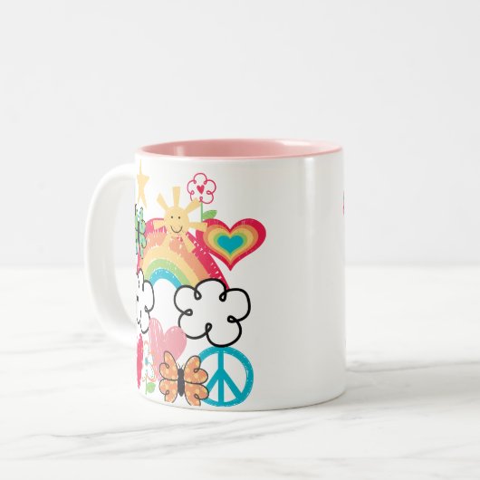 Happy Doodles Zweifarbige Tasse (Vorderseite Links)