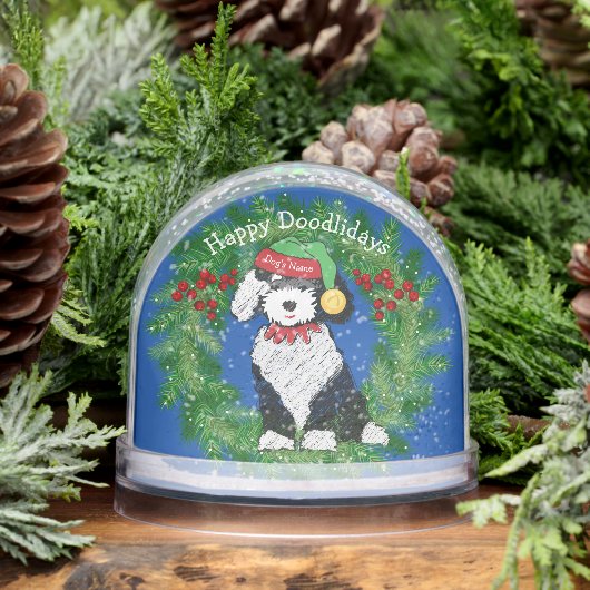 Happy Doodlidays Christmas Elf Sheepadoodle Schneekugeln (Winter)
