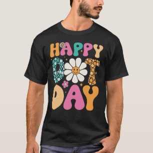 Happy Dot Day Hippie Blume lächeln Gesicht Groovy T-Shirt
