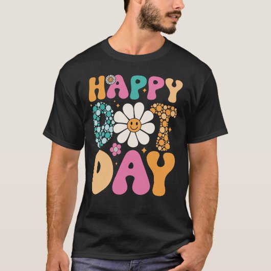Happy Dot Day Hippie Blume lächeln Gesicht Groovy T-Shirt (Vorderseite)