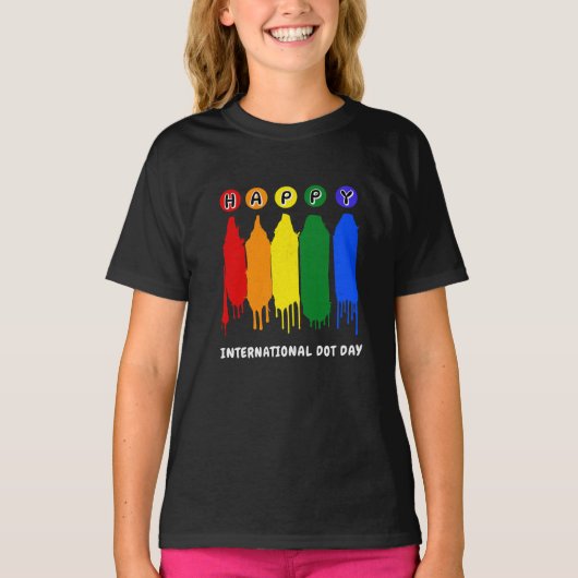 Happy Dot Day Kinder malen Ccrayon Punkt Tag T-Shirt (Vorderseite)