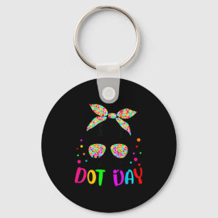 Happy Dot Day Messy Bun Kinder Lehrer farbenfrohe  Schlüsselanhänger