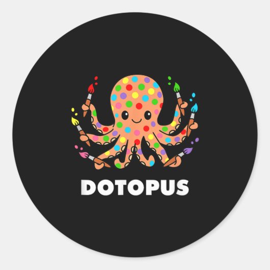Happy Dot Day Octopus Dotopus Funny Pub Tier Runder Aufkleber (Vorderseite)