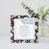 Happy Dot Sip und neue Baby Willkommen Einladung (Stehend Vorderseite)