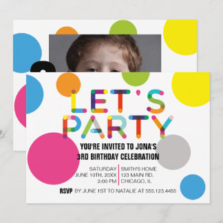 Happy Dots Geburtstagsparty Foto Einladung