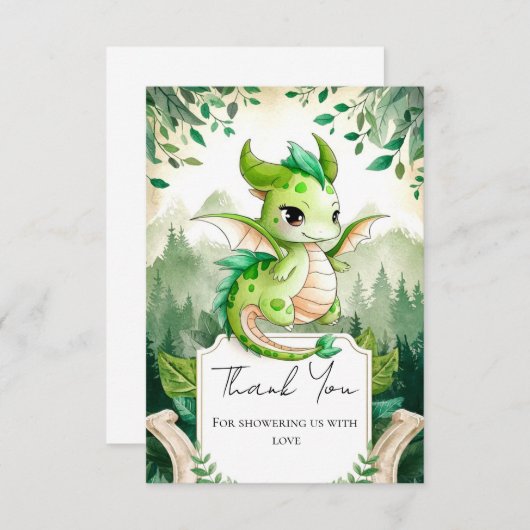 Happy Dragon Baby Shower Dankeskarte (Vorne/Hinten)