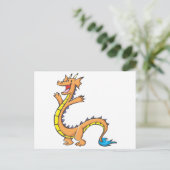 Happy Dragon Cartoon Postkarte (Stehend Vorderseite)