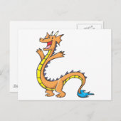 Happy Dragon Cartoon Postkarte (Vorne/Hinten)