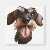 Happy Drahthaar Dackel Magnet (Vorne)