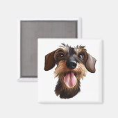Happy Drahthaar Dackel Magnet (Vorderseite/Rückseite)