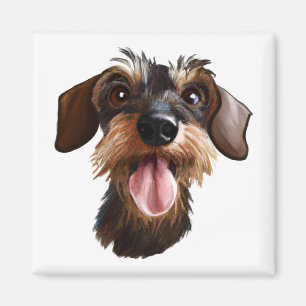 Happy Drahthaar Dackel Magnet