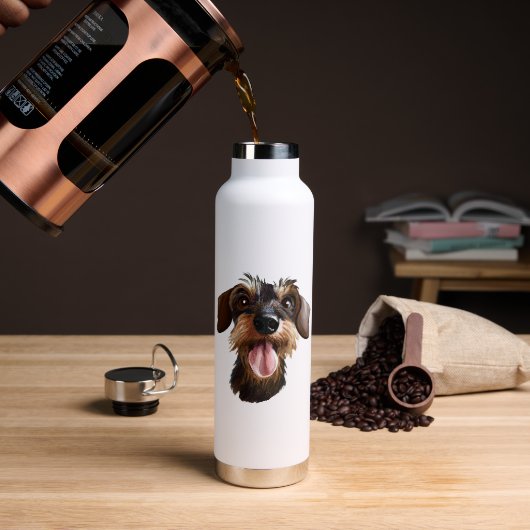 Happy Drahthaar Dackel Trinkflasche (Kaffee)