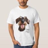 Happy Drahthaarterrier Dackel T-Shirt (Vorderseite)