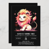 Happy Dreamy Lion Birthday Einladung (Vorne/Hinten)