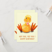 Happy Duck Funny Birthday Card - Benutzerdefiniert Karte (Vorderseite/Rückseite Beispiel)