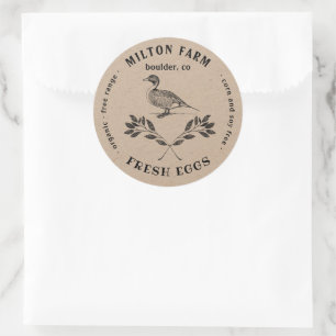 Happy Duck Laurel Branch Egg Carton Round Sticker