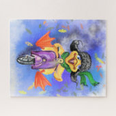 Happy Duck mit Scooter Funny Puzzle (Horizontal)