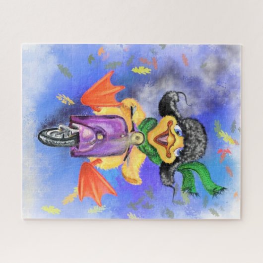 Happy Duck mit Scooter Funny Puzzle (Horizontal)