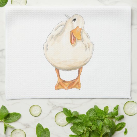 Happy Duck, Süße Tier, Originalkunst, Aquarell Geschirrtuch (Gefaltet)
