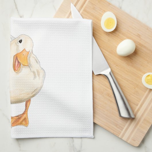Happy Duck, Süße Tier, Originalkunst, Aquarell Geschirrtuch (Viertel Falte)
