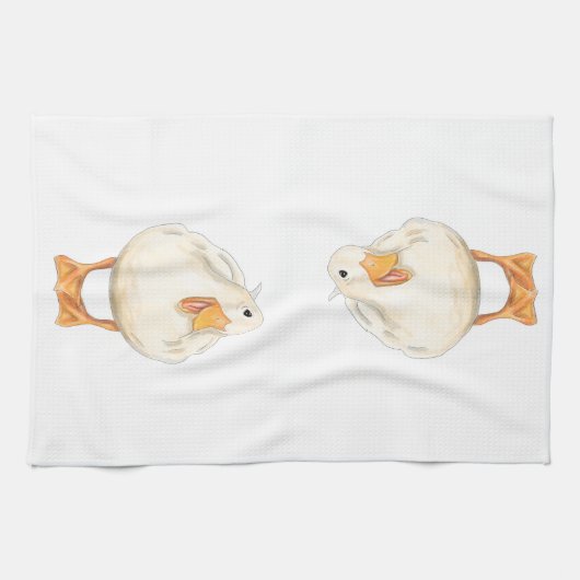 Happy Duck, Süße Tier, Originalkunst, Aquarell Geschirrtuch (Horizontal)