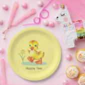 Happy Duckling auf gelbem Party Papierplatte Pappteller (Party)
