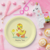 Happy Duckling auf hellgelben Party-Papierplatten Pappteller (Party)