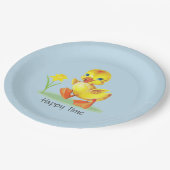 Happy Duckling auf Light Blue Pappteller (Schrägansicht)