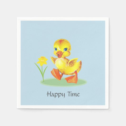 Happy Duckling auf Light Blue Serviette (Vorderseite)