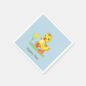 Happy Duckling auf Light Blue Serviette (Ecke)