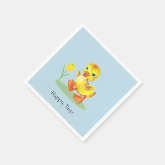 Happy Duckling auf Light Blue Serviette (Ecke)