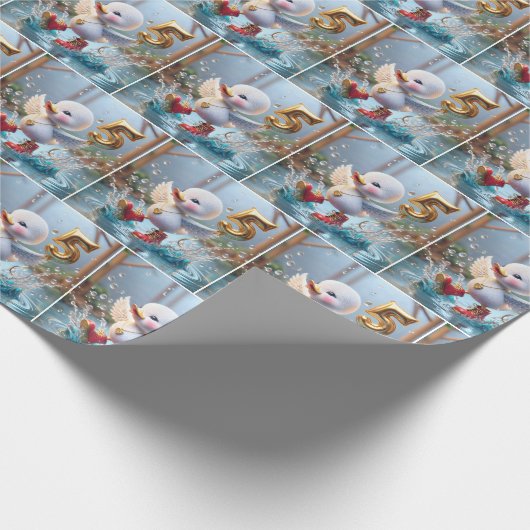 Happy Duckling mit #5 Balloon Geschenkpapier (Ecke)