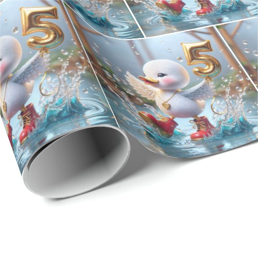 Happy Duckling mit #5 Balloon Geschenkpapier (Rolleneckpunkt)