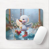 Happy Duckling Wearing Red Rain Boots Mousepad (Mit Mouse)