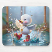 Happy Duckling Wearing Red Rain Boots Mousepad (Vorne)