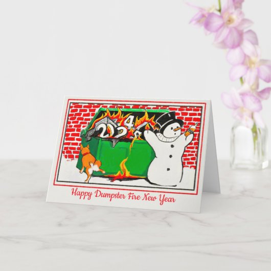 Happy Dumpster Fire New Year Karte (Orchidee)