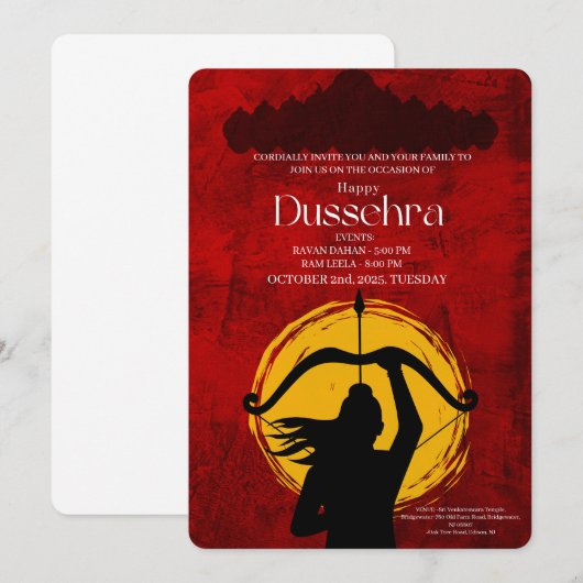 Happy Dussehra Celebration Einladung (Vorne/Hinten)