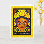 Happy Dussehra, Goddess Durga Grußkarte Karte (Gelbe Blume)