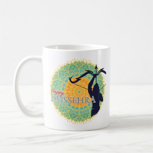 Happy Dussehra Lord Ram mit Bow & Arrow Chakra BG Kaffeetasse (Links)