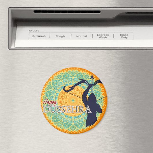 Happy Dussehra Lord Ram mit Bow & Arrow Chakra BG Magnet (In Situ (Geschirrspüler))