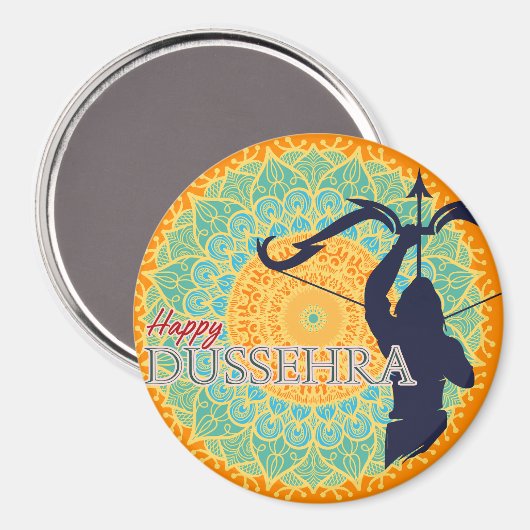 Happy Dussehra Lord Ram mit Bow & Arrow Chakra BG Magnet (Vorderseite/Rückseite)