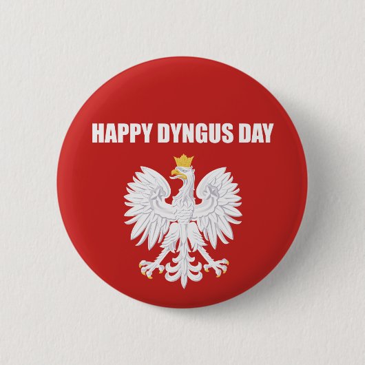 Happy Dyngus Day Polnischer Weißer Adler Button (Vorderseite)