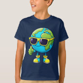 Happy Earth Buddy Tee Eco Globe Cartoon (Vorderseite)