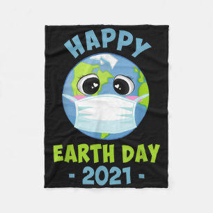 Happy Earth Day 2021 Funny Planet Earth Mask Kids Fleecedecke