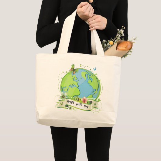 Happy Earth Day 2024 Jumbo Stoffbeutel (Vorderseite (Produkt))