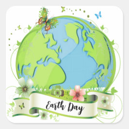 Happy Earth Day 2024 Quadratischer Aufkleber