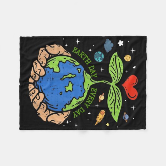 Happy Earth Day 2024 Rette unseren Planeten Niedli Fleecedecke (Vorderseite (Horizontal))